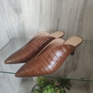 Club Monaco Brown Croc-Patterned Mules SZ 38